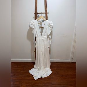 Asos Puff sleeve white long jumpsuit